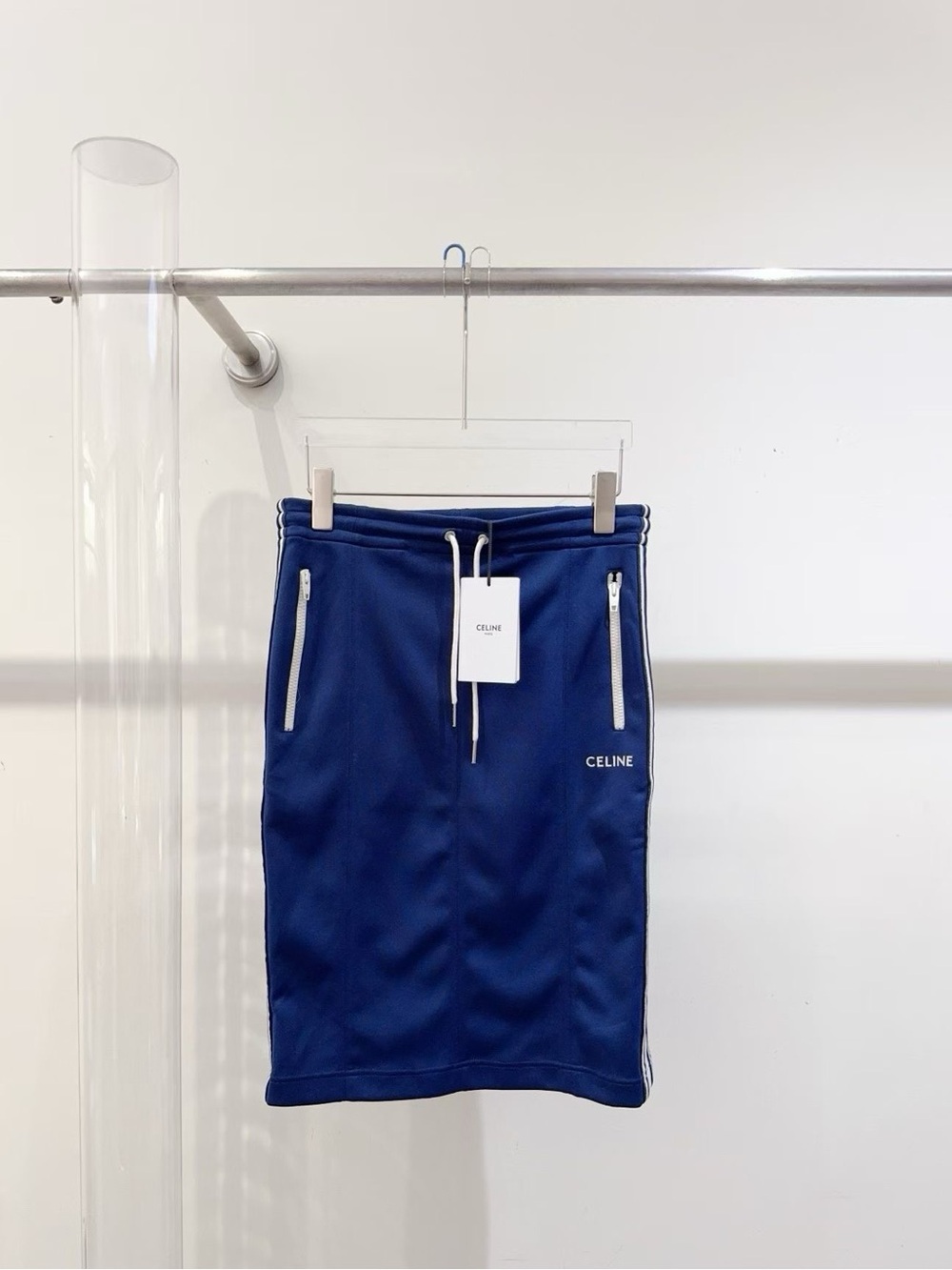 Celine Royal Blue Track Skirt with White Accents
